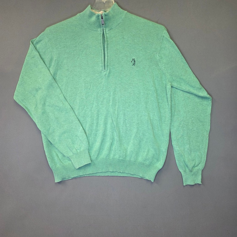 Bobby Jones Quarter Zip Sweater Women L Green Excellent Cotton Golf Pullover